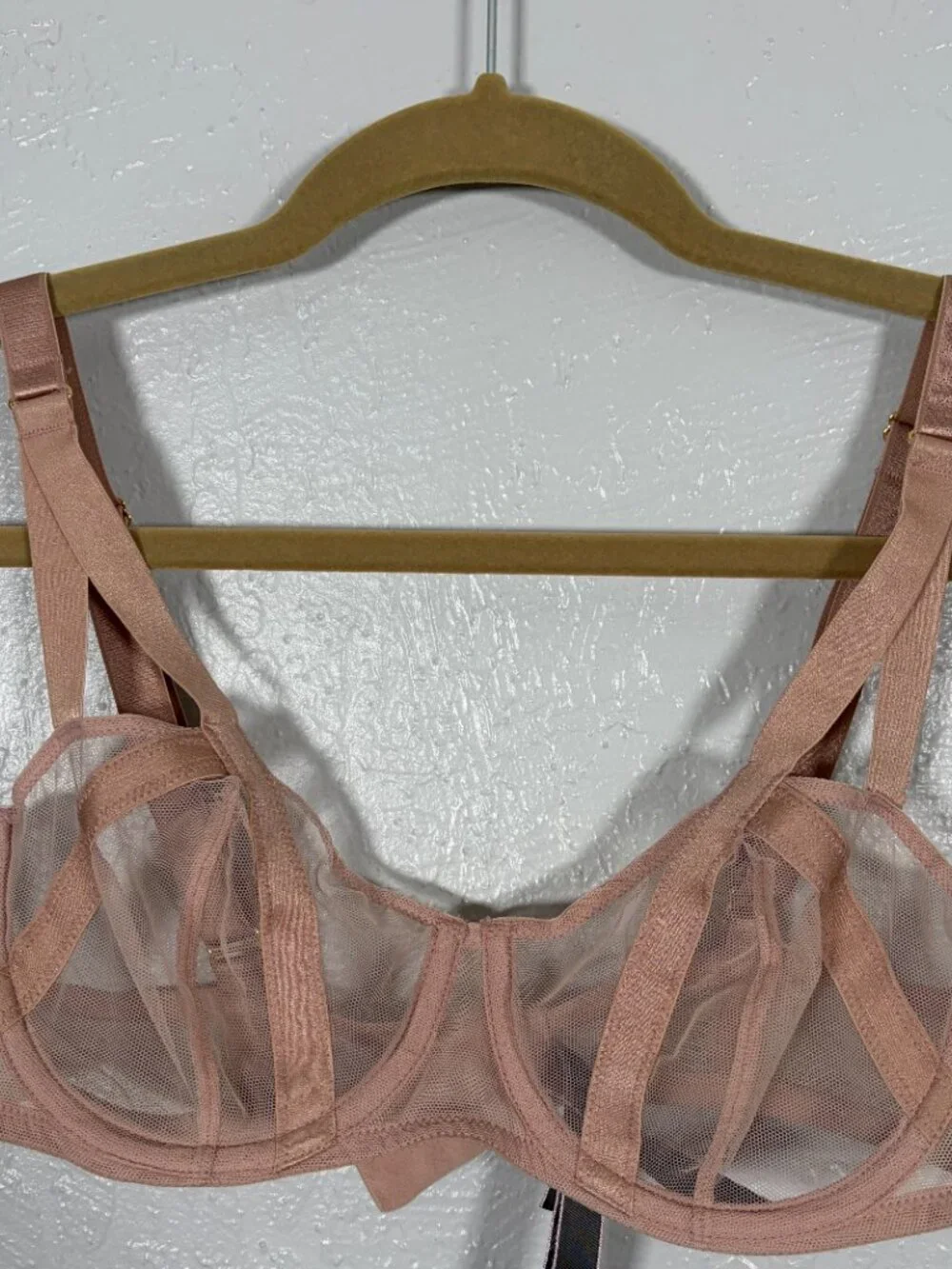 Victorias Secret Women 36B Beige Very Sexy Unlined Balconette Bra Sheer Strappy